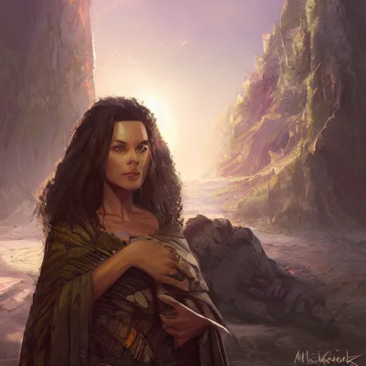 Prompt: a portrait of a character in a scenic environment by michael komarck