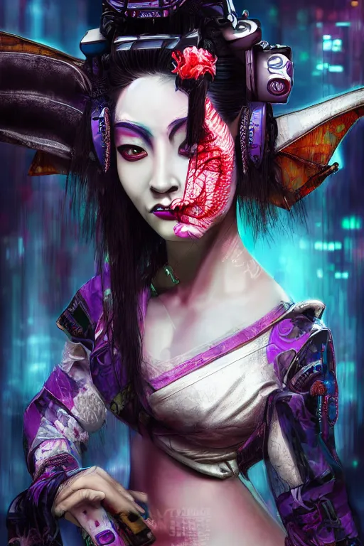 Image similar to agile geisha cyberpunk Dragon princess, digital art, 8k ,character ,realistic, portrait, hyperrealistic