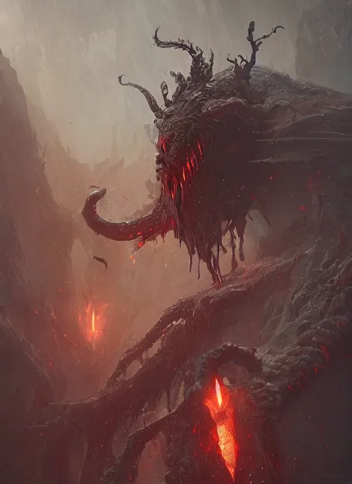 Prompt: an ancient elder demon, greg rutkowski, 8 k, shallow depth of field, intricate detail, concept art, masterpiece