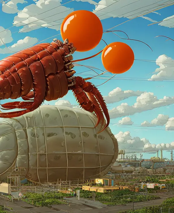 Prompt: inflated industrial plant made from obese isopod lobster octopus, in the style of puffy spaceship, giant botany, partly cloudy, spooky, dramatic lighting, by geof darrow, bill sienkiewicz, dan mumford, yusuke murata, makoto shinkai, ross tran, cinematic, unreal engine, cel shaded, featured on artstation, pixiv