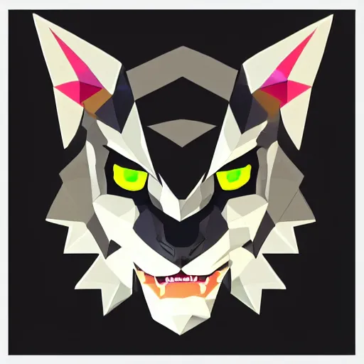 Image similar to a vector logo of rengar from league of legends, low poly,