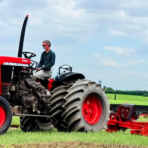 Image similar to a tractor pulling away a tank