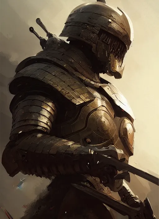 Image similar to portrait epic armored war commander killed by a sword. highly detailed, digital painting, concept art, smooth, sharp focus, illustration, art by greg rutkowski