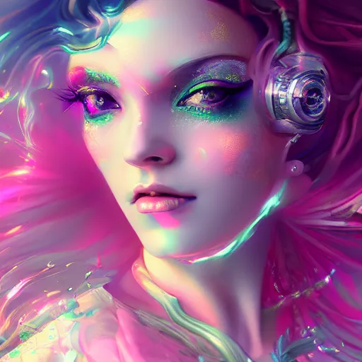 Prompt: Beautiful rococo victorian princess, cyberpunk vapor wave glitch wave art, 4k digital illustration by artgerm, wlop, medium close up shot, artstation, 8k resolution, super sharp