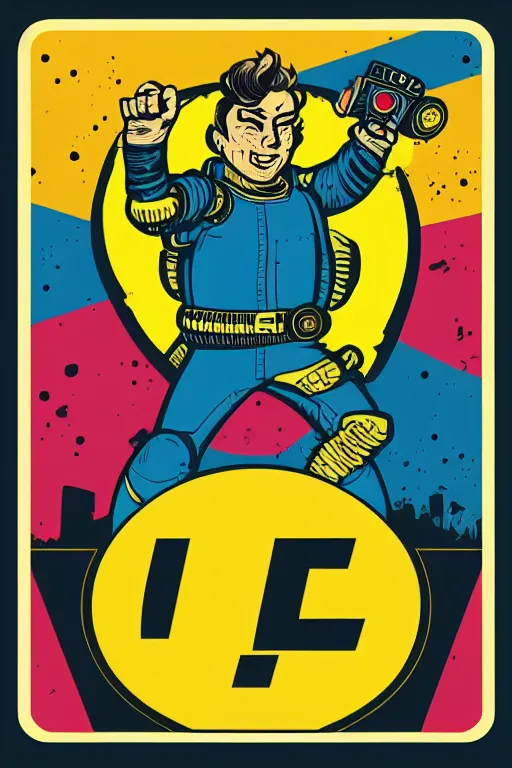 Image similar to fallout 7 6 retro futurist illustration art by butcher billy, sticker, colorful, illustration, highly detailed, simple, smooth and clean vector curves, no jagged lines, vector art, smooth andy warhol style