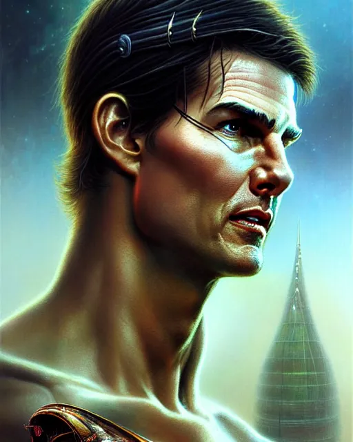 Image similar to tom cruise as a naʼvi from avatar fantasy character portrait, ultra realistic, wide angle, intricate details, blade runner artifacts, highly detailed by peter mohrbacher, boris vallejo, hajime sorayama aaron horkey, gaston bussiere, craig mullins