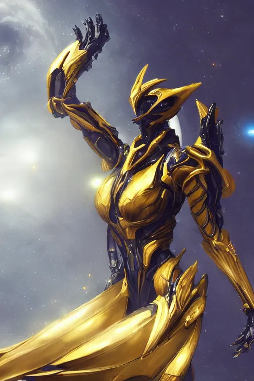 Prompt: galactic hyperdetailed elegant beautiful stunning giantess anthropomorphic mecha sexy hot female dragon goddess, sharp spines, sharp metal ears, sleek yellow eyes, smooth golden skin, smooth yellow armor, bigger than galaxy, epic proportions, epic scale, epic size, warframe destiny fanart, furry, dragon art, goddess, giantess, furaffinity, octane render