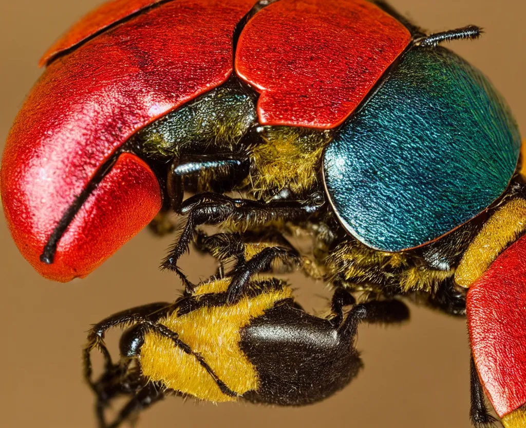 Prompt: a closeup of a beautiful colorful beetle coleoptera. high quality national geographic ( ( by clemens ascher, gustave boulanger, joaquin sorolla ) )