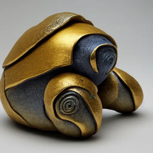 Image similar to ceramic and gold sculpture of a tardigrade, kintsugi tardigrade, award - winning sculpture