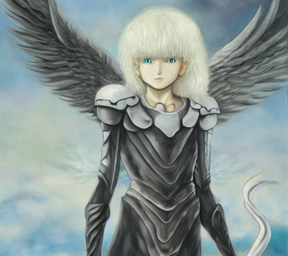 Prompt: Painting of griffith angel from berserk