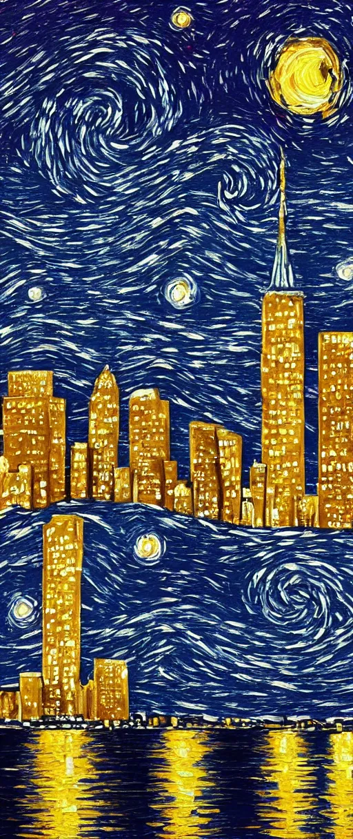 Image similar to painting of new york in the style of starry night