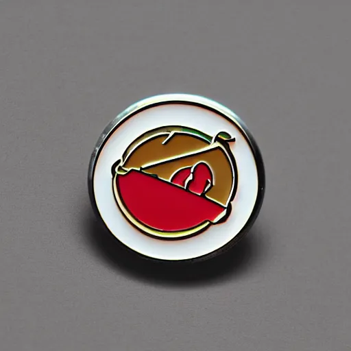 Prompt: minimalistic enamel pin of a kebab, retro design