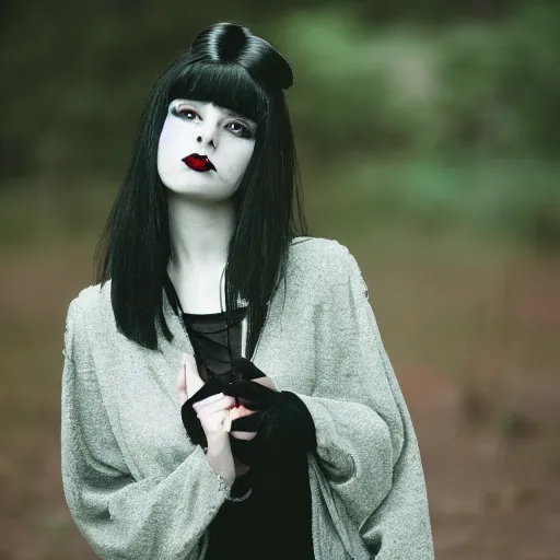 Prompt: a 1 9 9 0's goth girl, dlsr, 8 0 mm, real photo, real camera, 8 k