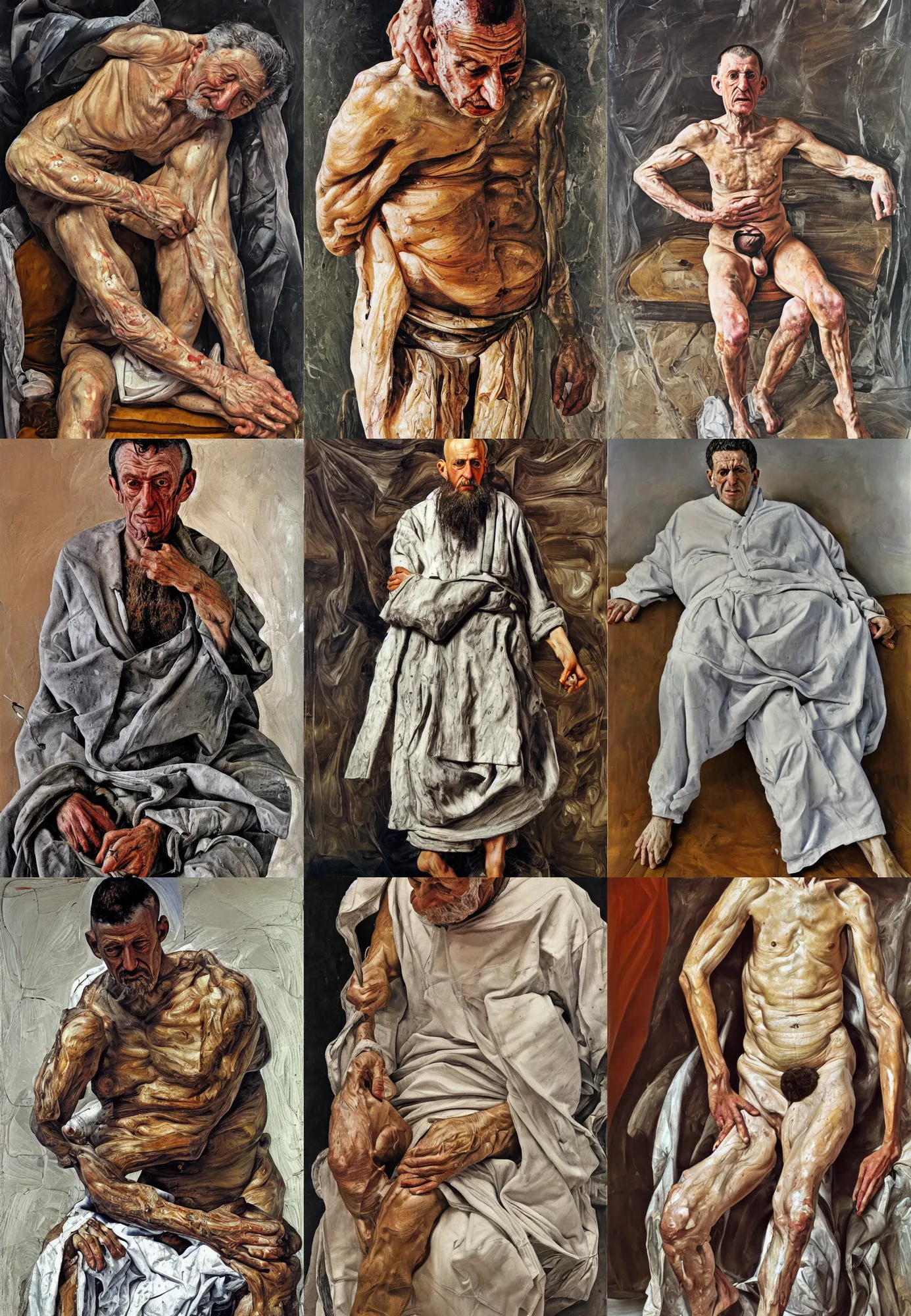 Prompt: high quality high detail painting of a orthodox monk full body by lucian freud and jenny saville hd