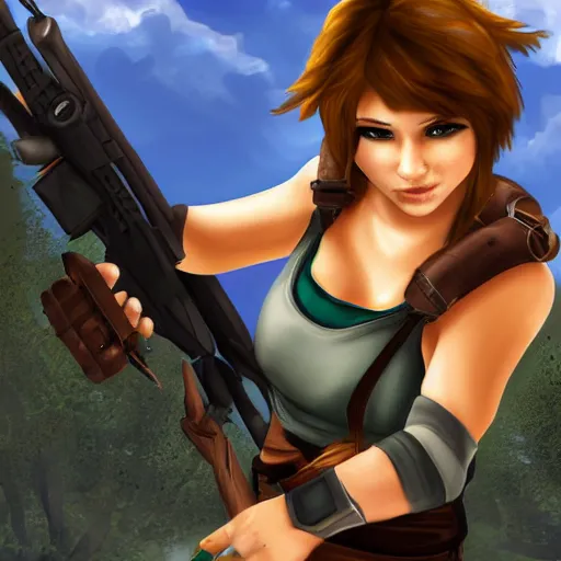 Prompt: ryona!!! lara croft deviantart