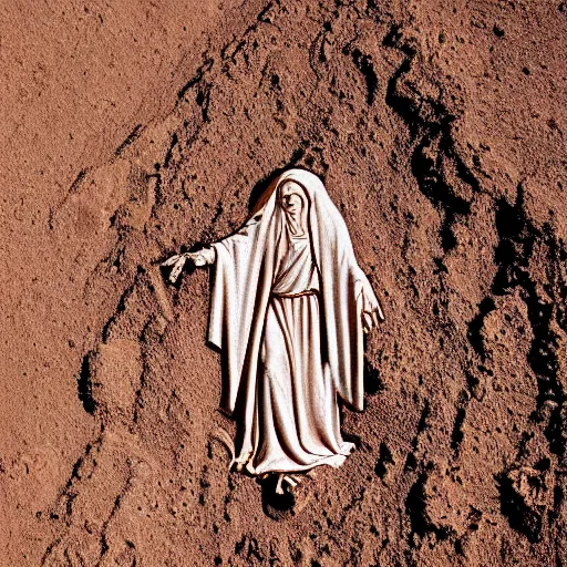 Image similar to faint virgin mary ghost imprint mars soil