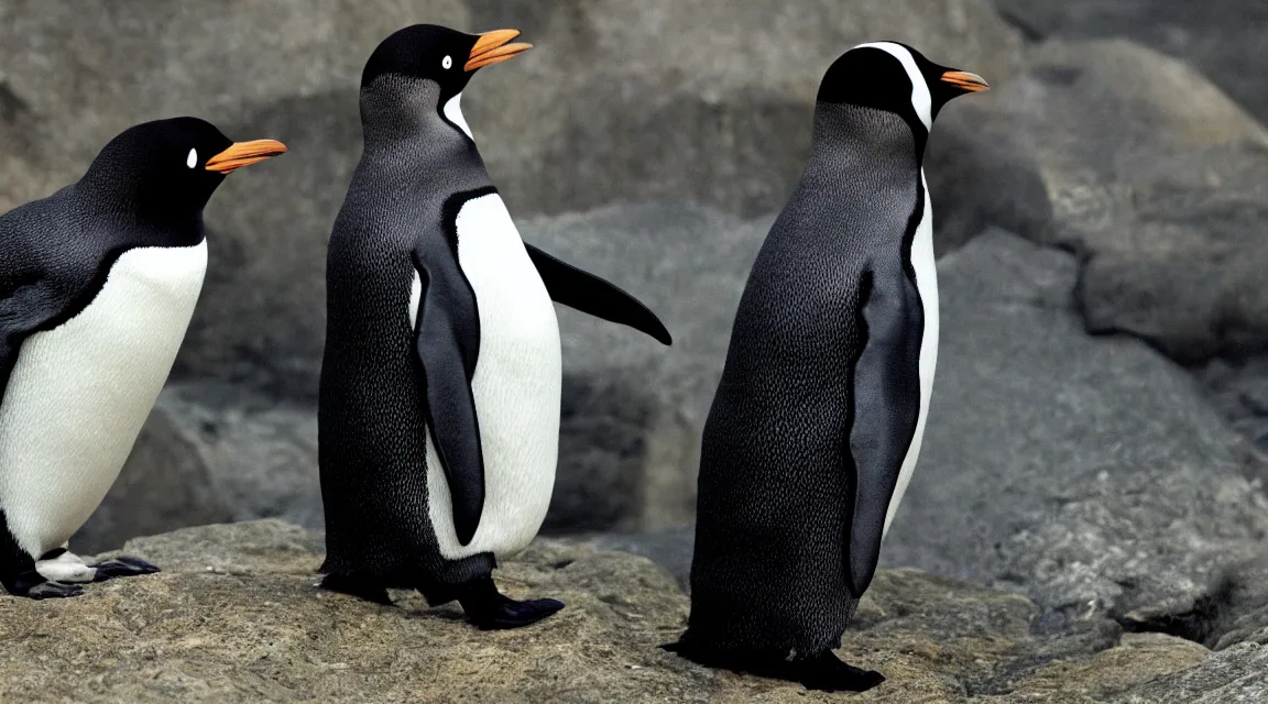 Prompt: Linux Tux penguin wallpaper photo taked by Annie Leibovitz