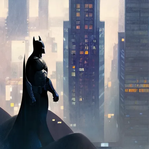 Batman overlooking Gotham City from a skyscraper at | Stable Diffusion ...