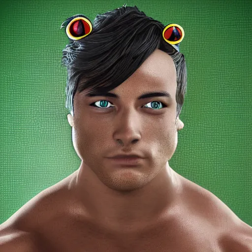 Prompt: zyzz as a frog. Detailed and realistic render