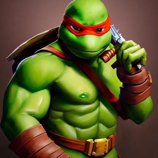 Image similar to Greg Manchess portrait painting of Teenage Mutant Ninja Turtles as fortnite character, medium shot, asymmetrical, profile picture, Organic Painting, sunny day, Matte Painting, bold shapes, hard edges, street art, trending on artstation, by Huang Guangjian and Gil Elvgren and Sachin Teng