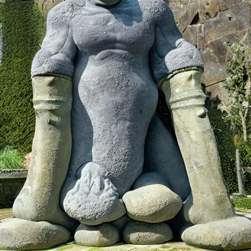 Image similar to a grandiose stone statue monument for shrek, fantasy illustration