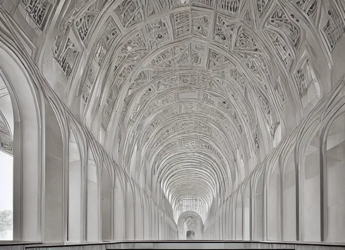 Prompt: symmetry!! white marble interior photograph, architecture carved, beautiful, smoothness, expansive, by louis kahn and moshe safdie