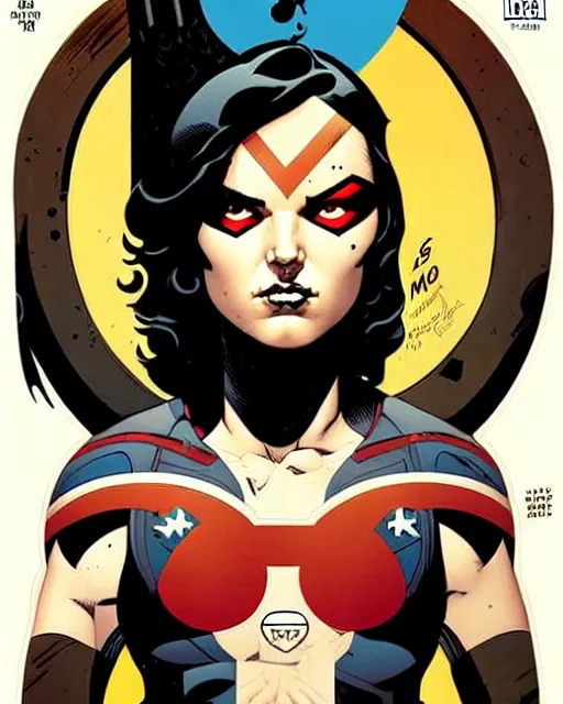 Image similar to mike mignola and sandra chevrier comic cover art, full body cute young lady, symmetrical eyes, bangs, rim lighting, vivid colors