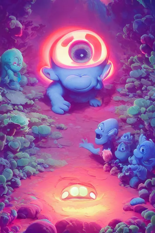 Image similar to smurf ghost creature animal sushi cristal very big eye roots cactus elemental flush of force nature micro world fluo fishscale, behance hd by jesper ejsing, by rhads, makoto shinkai and lois van baarle, ilya kuvshinov, rossdraws radiating a glowing aura global illumination ray tracing hdr