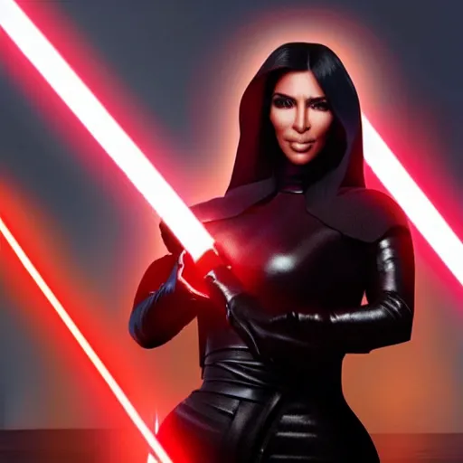 Image similar to kim kardashian in star wars as an evil sith, 8k resolution, full HD, cinematic lighting, award winning, anatomically correct