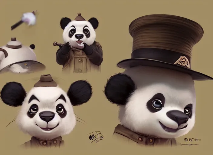 Prompt: award - winning detailed concept art of a cute iconic anthropomorphic panda character wearing a straw hat. art by wlop on bcy. net, realistic. detailed feathers, art by cheng yi. artstationhd, artgerm, 3 dcg, pixar zootopia. 3 d rendering, high quality model sheet, disney. model sheet detailed