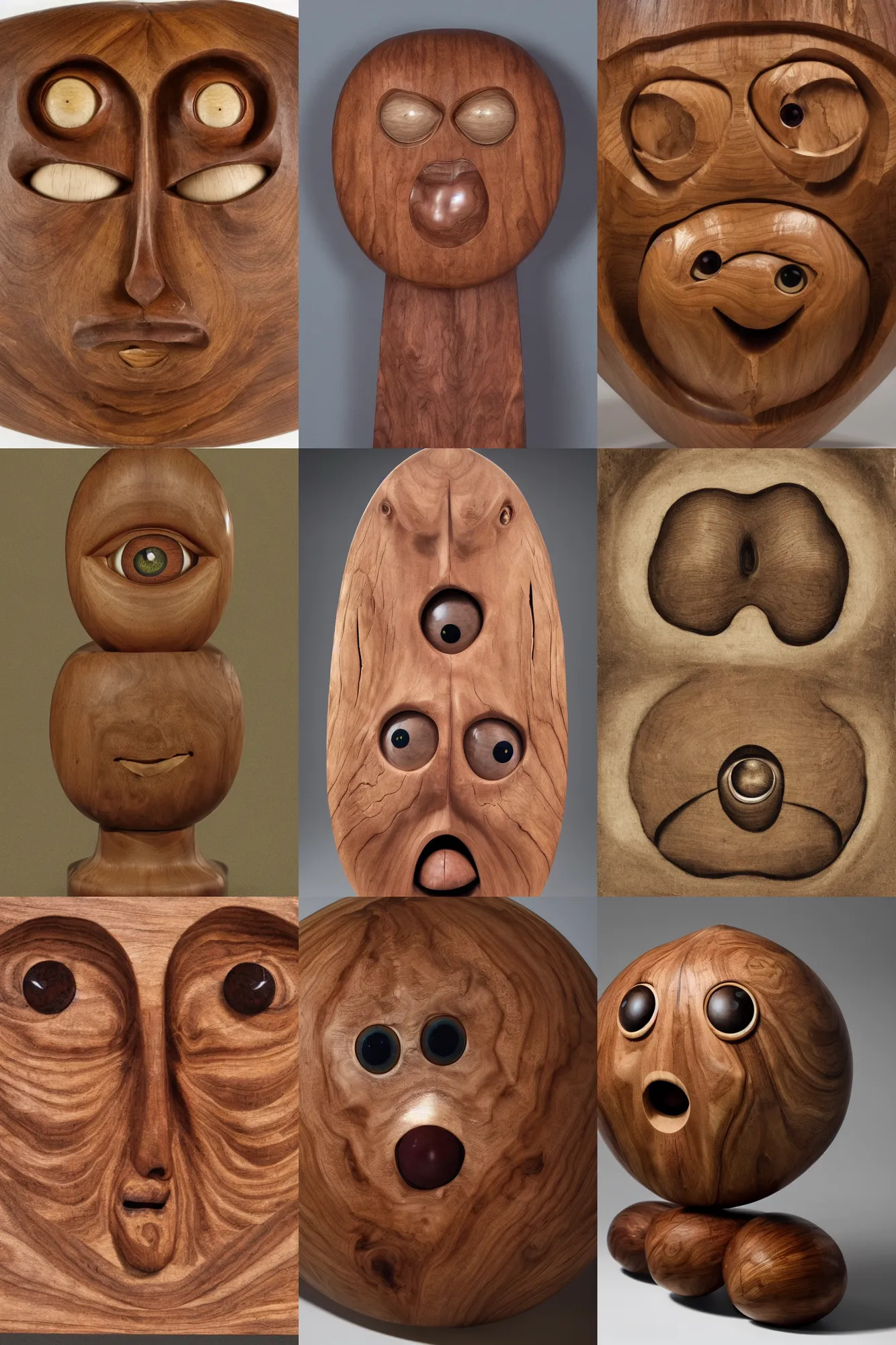 Prompt: a large walnut with two eyes and a mouth looks with condemnation