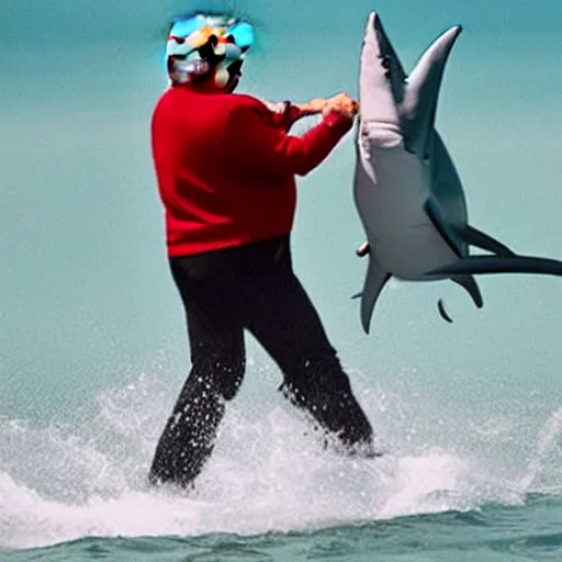 Image similar to “Donald Trump fighting a shark”