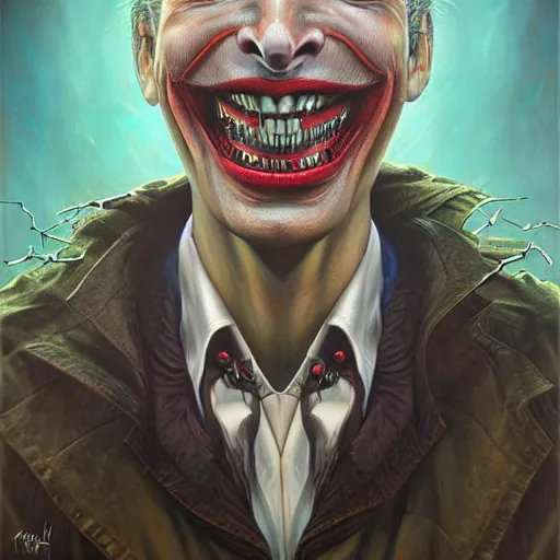 Image similar to spider portrait of joker by tomasz alen kopera and peter mohrbacher