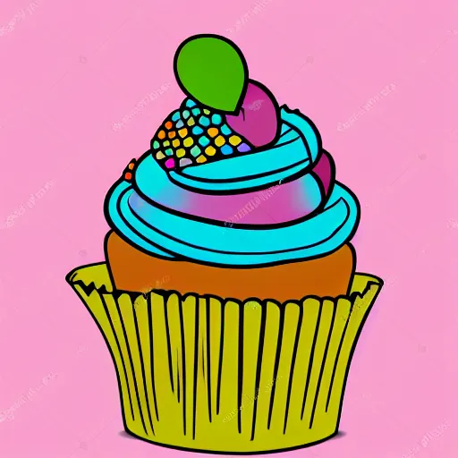 Image similar to colourful cupcake, vector style, no background