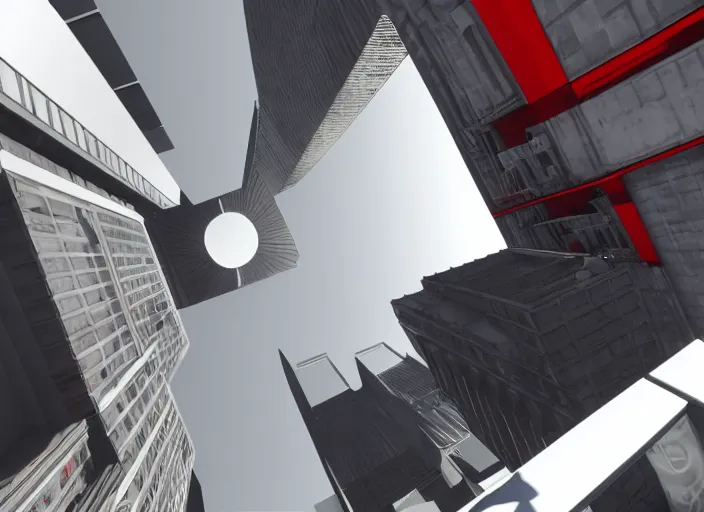 Image similar to mirror's edge first person horror game, photorealistic, extremely dark, scary, screenshot