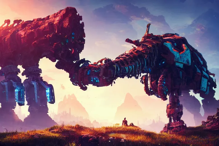 Image similar to tremortusk machine mecanical creature robot of horizon forbidden west horizon zero dawn bioluminiscence global illumination ray tracing hdr fanart arstation by ian pesty and alena aenami artworks in 4 k