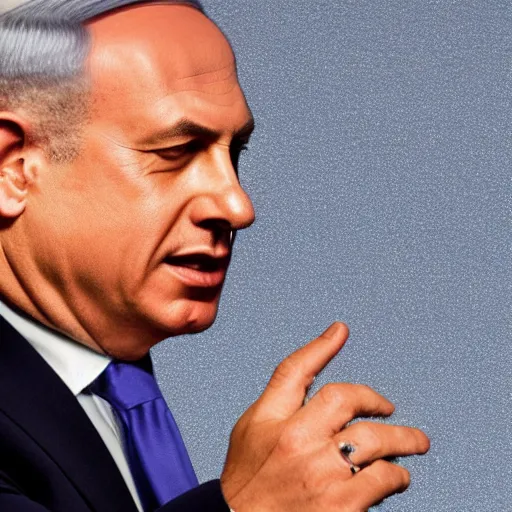 Image similar to a portrait of benjamin netanyahu melting