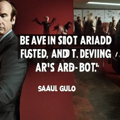 Image similar to Be not afraid be not afraid be not afraid be not afraid they are coming they are hunting they are eating they are devouring. Saul Goodman