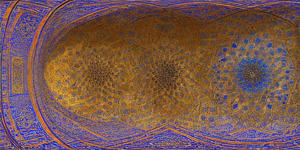 Prompt: equirectangular view of the nasir al - mulk mosque in iran by jonathan solter, 4 k