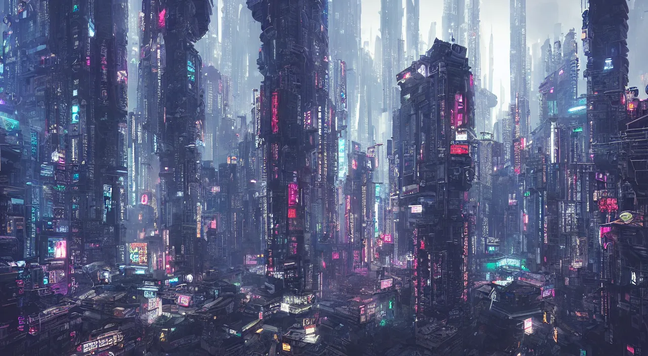 Image similar to “cyberpunk Shanghai, overruled by superintelligent AI”