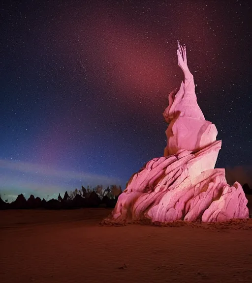 Image similar to lokah samastah sukhino bhavantu, light painting, iridescent, volumetric lighting, ethereal light, hyperrealistic, at night, epic, masterpiece, by reuben wu