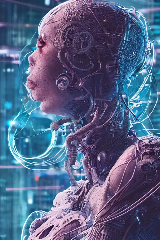 Image similar to hyperrealistic portrait of a woman monster astronaut, full body portrait, well lit, intricate abstract. cyberpunk, intricate artwork, by Tooth Wu, wlop, beeple. octane render,in the style of Jin Kagetsu, James Jean and wlop, highly detailed, sharp focus, intricate concept art, digital painting, ambient lighting, 4k, artstation