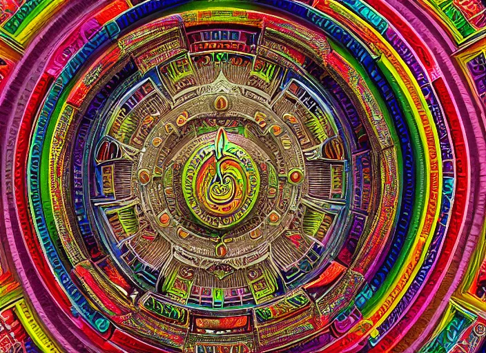 Image similar to hyperrealism, detailed textures, photorealistic 3 d render, a coloured beautiful tibetan kalachakra mandala, sanskrit aum, ultra realistic, ultra high pixel detail, cinematic, intricate, cinematic light, concept art, illustration, art station, unreal engine 8 k