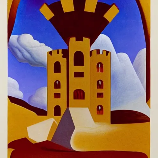 Image similar to A beautiful installation art of a castle in the clouds. by Michael Heizer, by Leonetto Cappiello hyperdetailed