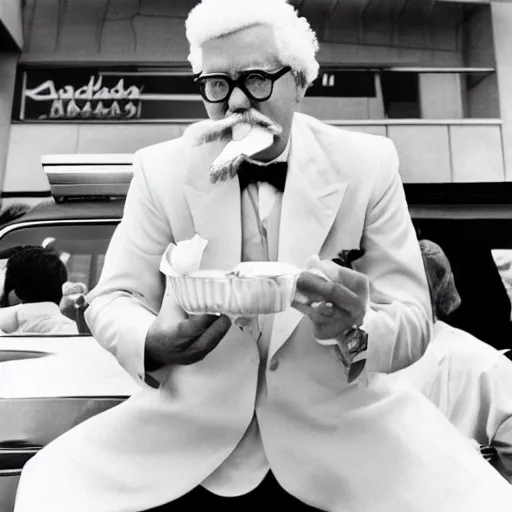 Prompt: colonel sanders eating at macdonalds