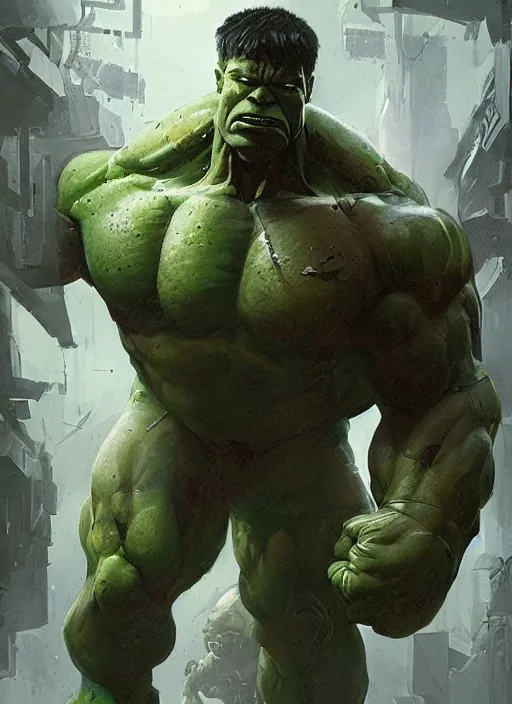 Image similar to cyborg hulk, greg rutkowski, 8 k, shallow depth of field, intricate detail, concept art,