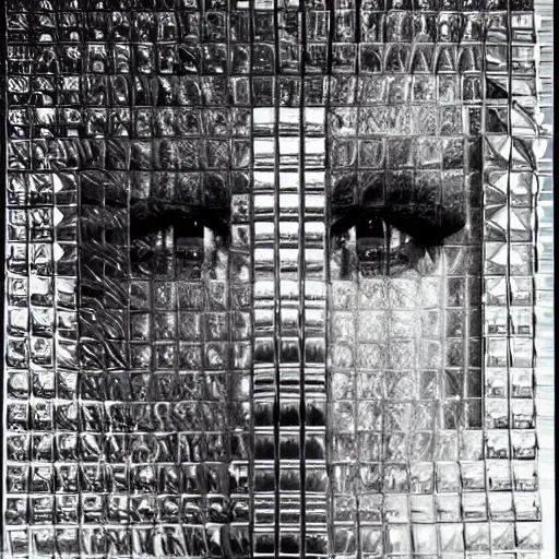 Prompt: close up from below of head of a fashion model, standing n mirror cube, editorial of dior magazine, highly detailed
