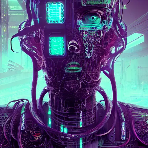 Image similar to portrait of a squid monster. intricate abstract. cyberpunk, intricate artwork. neon eyes, by Tooth Wu, wlop, beeple. octane render, trending on artstation, greg rutkowski very coherent symmetrical artwork. cinematic, hyper realism, high detail, octane render, 8k, minimalistic, hyperrealistic surrealism, award winning masterpiece with incredible details, a surreal vaporwave liminal space, highly detailed, trending on ArtStation