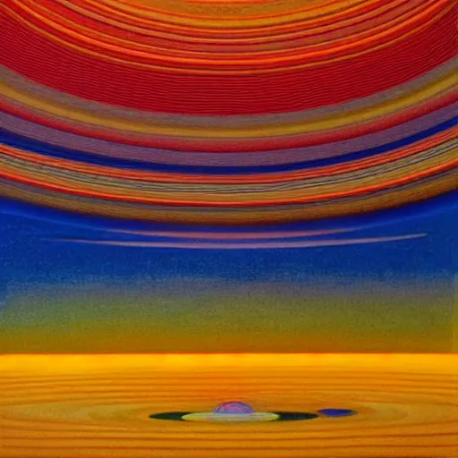 Prompt: Liminal space in outer space by Jean Giraud heavily influenced by Carlos Cruz-Diez and as a painting, there are two big planets on top of each other in the left side and more planets and stars in the background