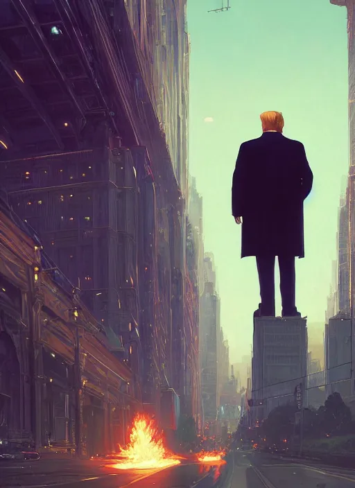 Image similar to Highly detailed portrait of President Trump, savior of the planet, in GTA V, Stephen Bliss, unreal engine, fantasy art by Greg Rutkowski, Loish, Rhads, ferdinand knab, Makoto Shinkai and Lois van baarle, ilya kuvshinov, rossdraws, Tom Bagshaw, alphonse mucha, global illumination, radiant light, detailed and intricate environment